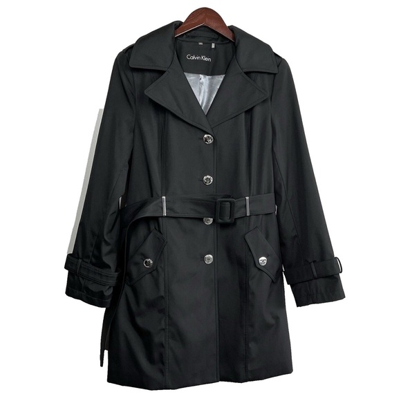 Calvin Klein Trench Coat Women's
Xs Black Long Raincoat Belted - Picture 3 of 17